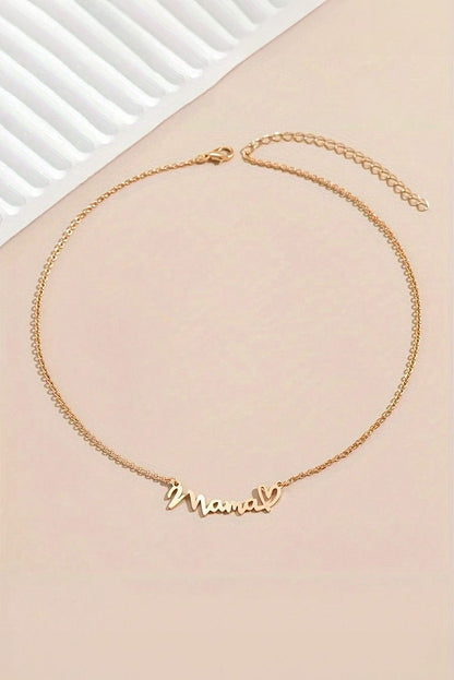 Golden Heart Mama Pendant Necklace with Chain