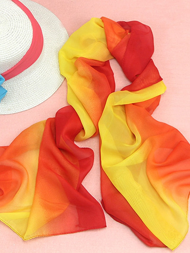 Women's Chiffon Scarf Party Black Scarf Color Block Cute Red Blue Fall Spring - LuckyFash™
