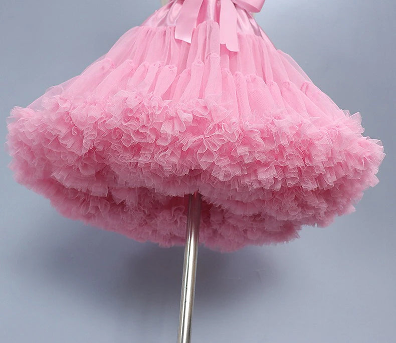 Women's Swing Petticoat Mini Skirts Ruffle Layered Tulle Solid Colored Performance Party Fall & Winter Organza Tulle Fashion Pink