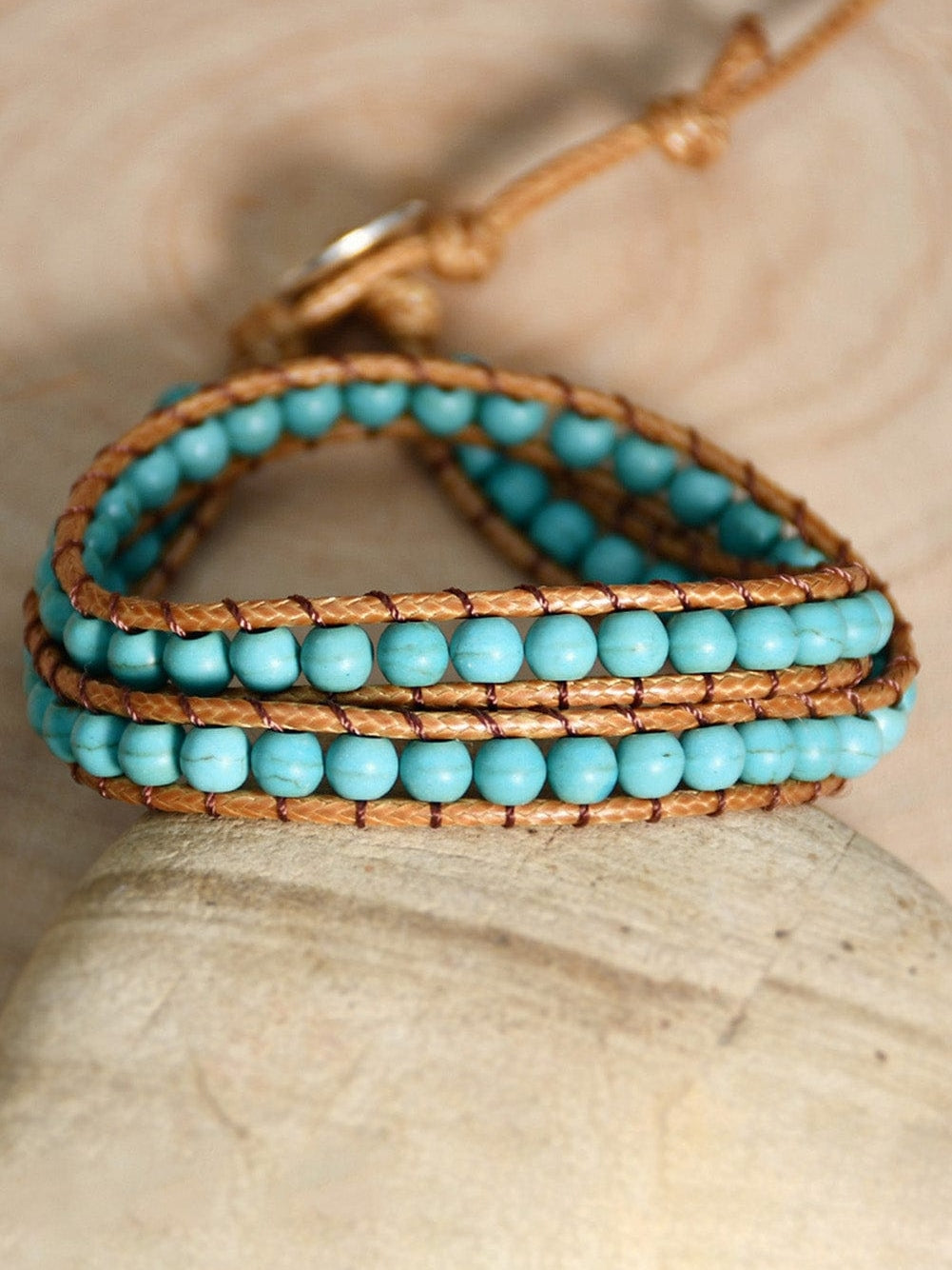 Green Double-Layer Hand-Woven Turquoise Beaded Bracelet