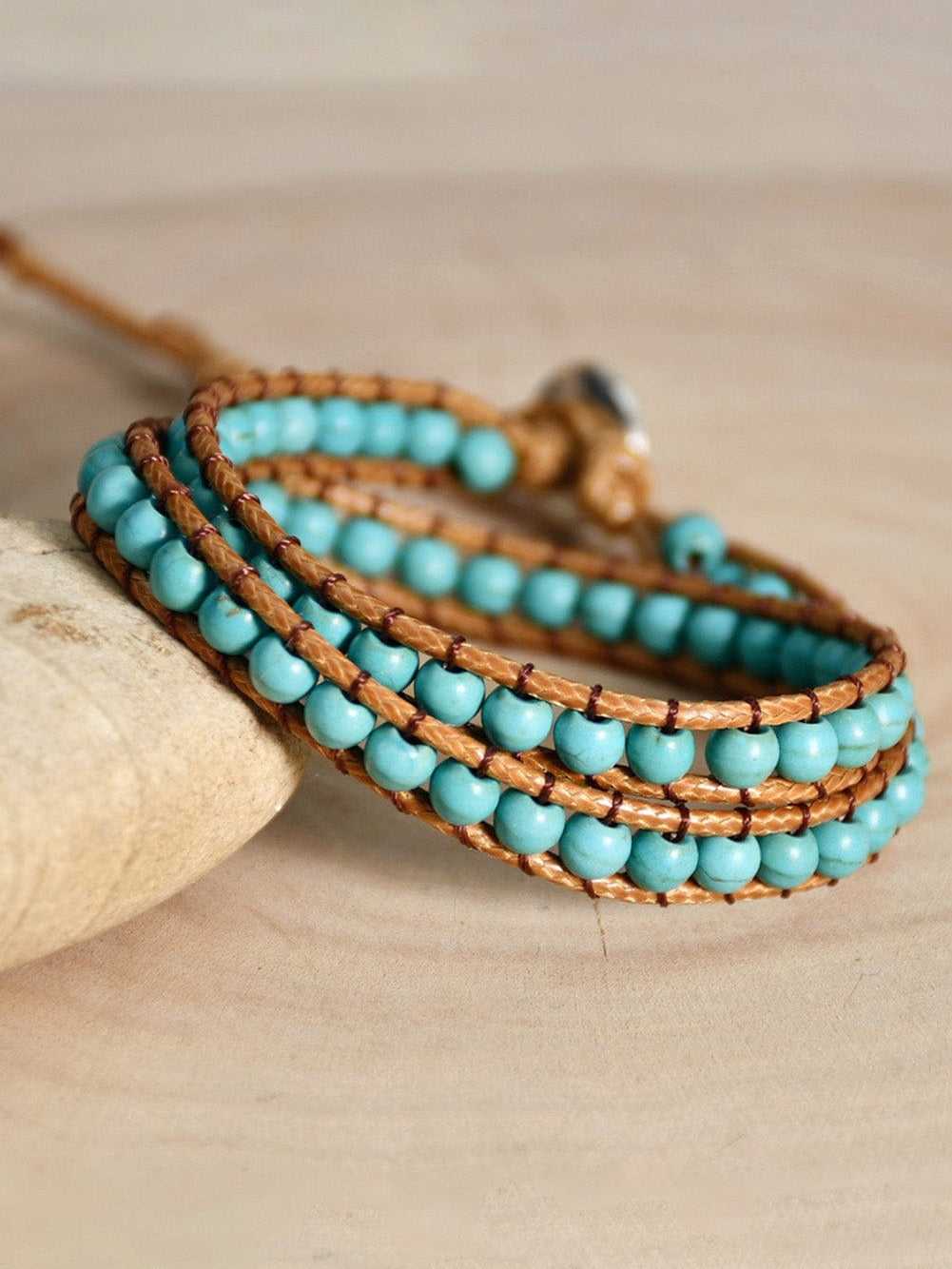 Green Double-Layer Hand-Woven Turquoise Beaded Bracelet