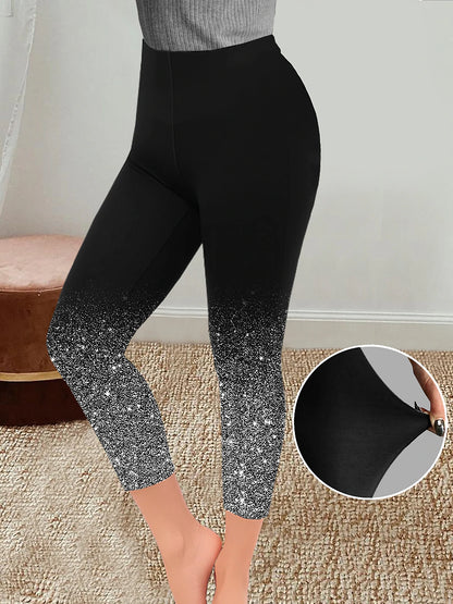 Women's Tights Normal 65% Polyester Gradient Light Gray Brown black Designer High Rise Ankle-Length Casual Daily Wear Spring, Fall, Winter, Summer