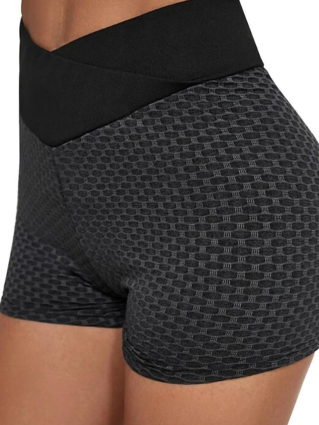 Women's Yoga Shorts Biker Shorts Criss Cross Butt Lift Yoga Fitness Running Shorts Black Red Blue Spandex Sports Activewear Stretchy - LuckyFash™