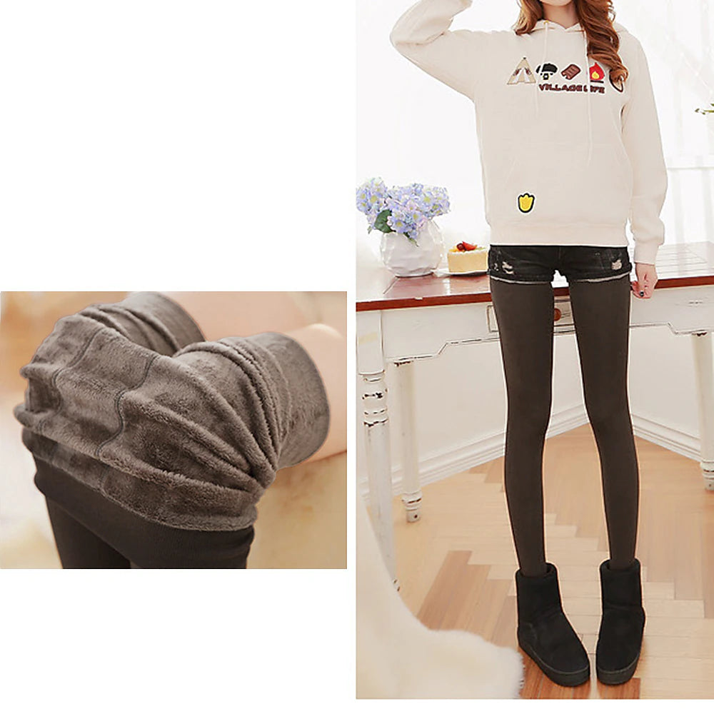 Women's Fleece Pants Normal Fleece Plain Black Red Fashion Mid Waist Full Length Daily Fall & Winter