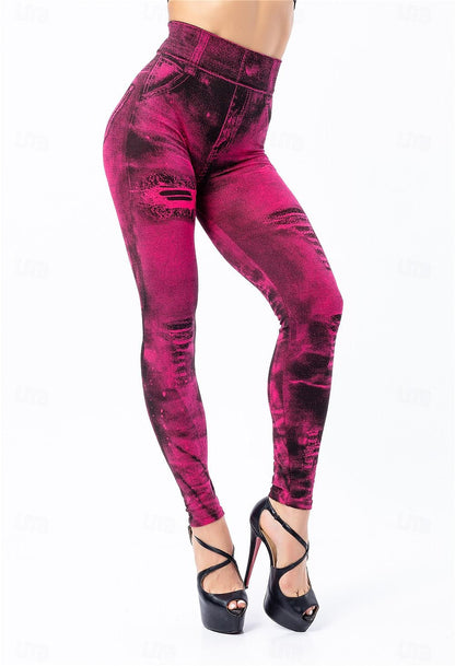 Women's Slim Normal 95% Polyester 5% Spandex Gradient Wine Grey Trousers Natural Ankle-Length Daily Wear Vacation Autumn / Fall Spring & Summer