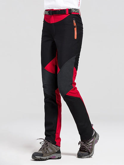 Women's Hiking Pants Trousers Fleece Lined Pants Softshell Pants Winter Outdoor Waterproof Windproof Thermal Warm Elastic Waist Fashion Bottoms Blue Red Skiing Camping Ski / Snowboard - LuckyFash™