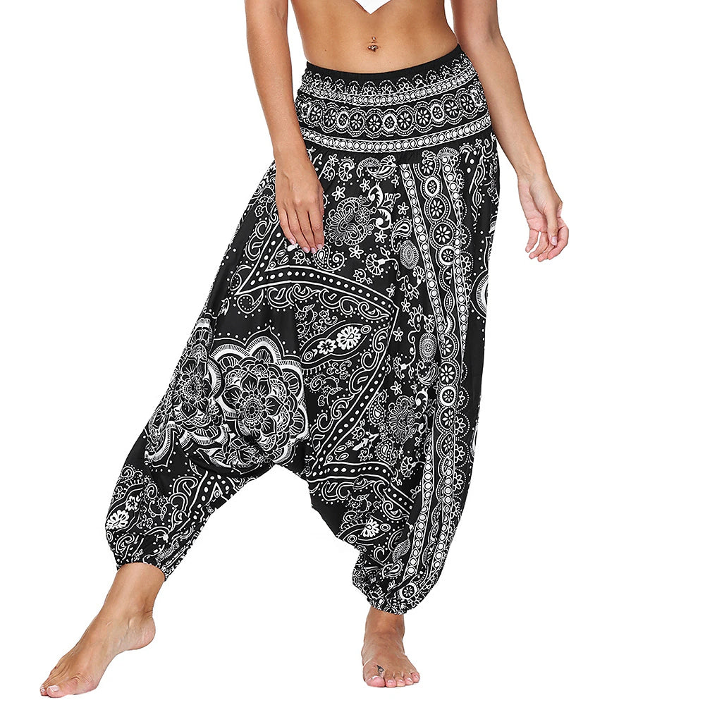 Women's Sweatpants Normal Polyester Graphic Azure Black-White Fashion Mid Waist Full Length Casual Weekend Summer Spring &  Fall