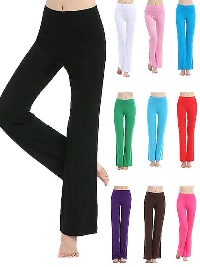 Women's Yoga Pants Flare Leg Bootcut 4 Way Stretch Quick Dry Moisture Wicking High Waist Zumba Fitness Gym Workout Deep Purple Lake blue Pink Modal Sports Activewear High Elasticity Loose - LuckyFash™