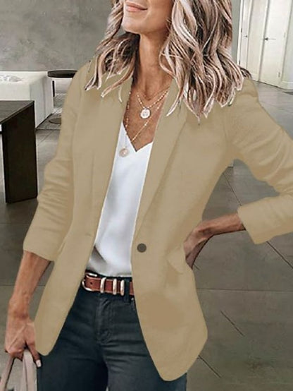 Women's Casual Blazers Clean Fit Open Front Long Sleeve Work Office Jackets Coat claret Dark Grey White Black Blue Traditional / Classic Daily Fall Buttoned Front Turndown Regular Fit S M L XL XXL - LuckyFash™