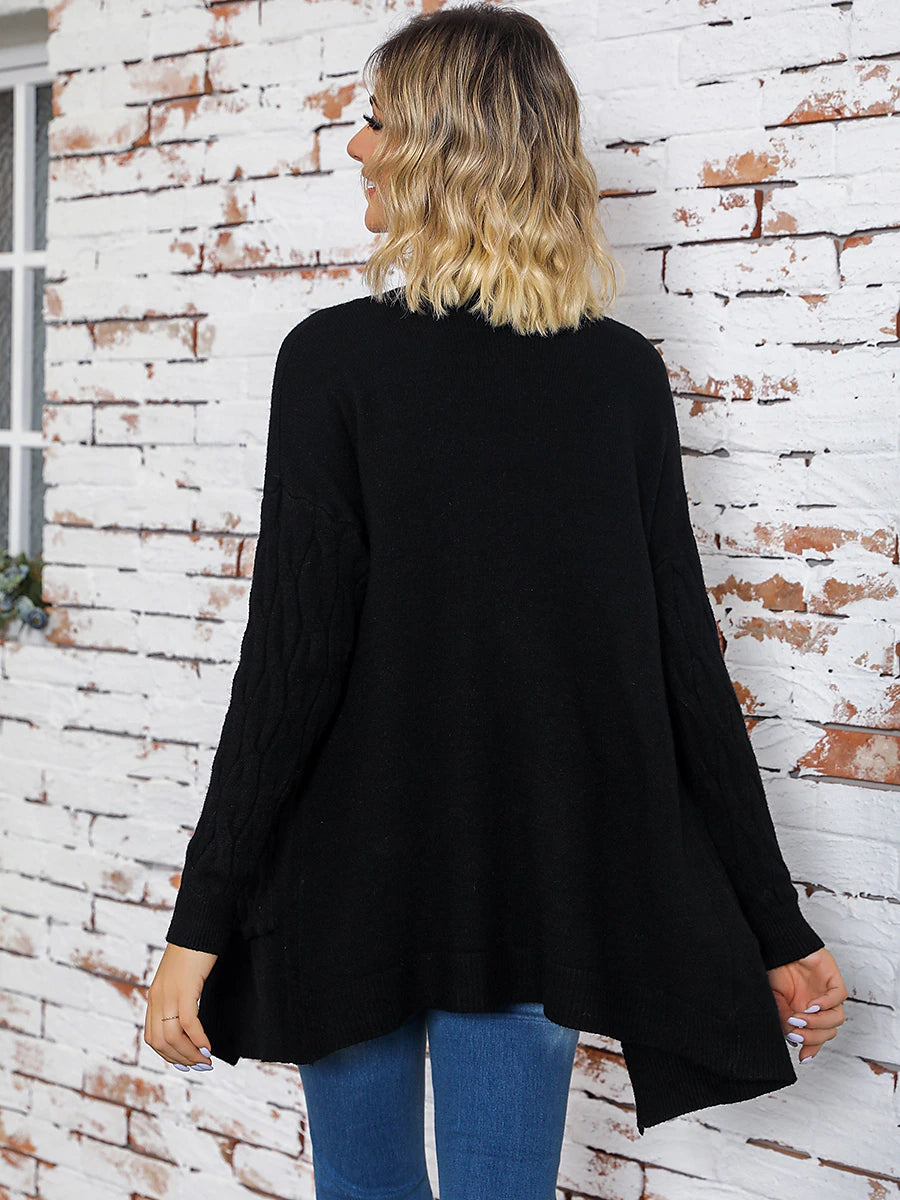 Women‘s Christmas Cardigan Sweater V Neck Cable Knit Polyester Button Pocket Fall Winter Long Outdoor Xmas Daily Going out Stylish Casual Soft Long Sleeve Solid Color Black Red Blue S M L