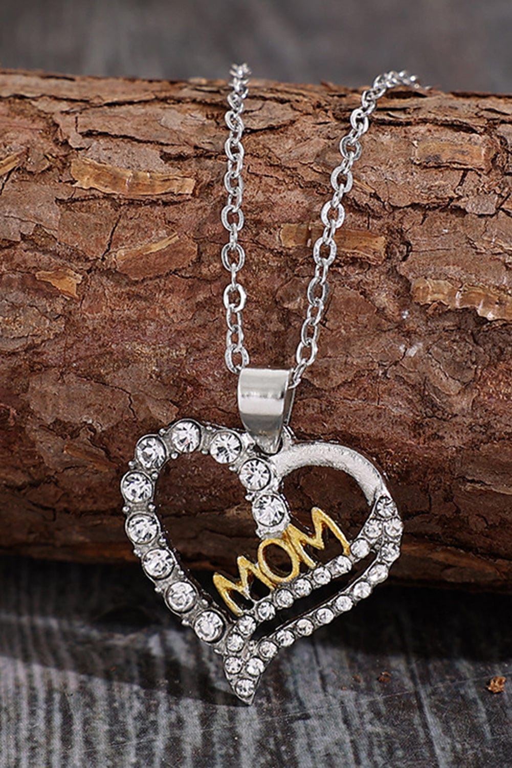 Heartfelt Rhinestone Mother's Day Heart Pendant Necklace