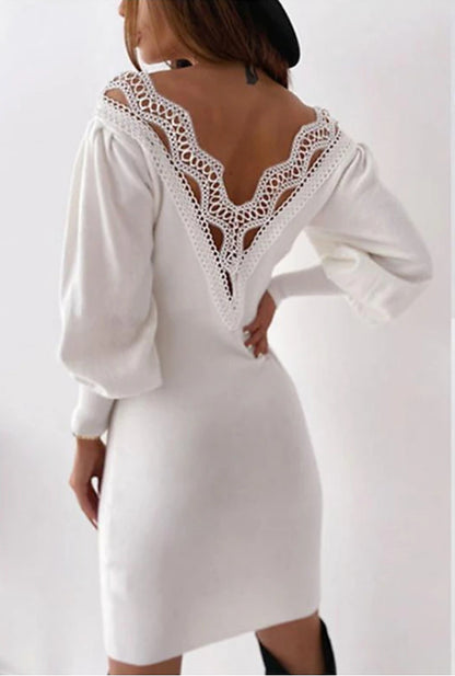 Women's Sheath Dress Mini Dress White Long Sleeve Pure Color Ruched Fall Winter Autumn V Neck Elegant Winter Dress Fall Dress 2023 S M L XL 2XL 3XL