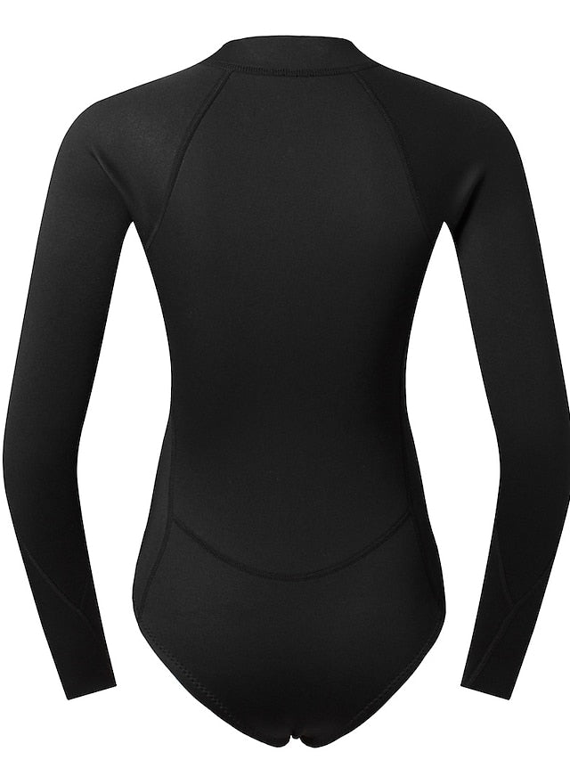 Women's Shorty Wetsuit One Piece Swimsuit 2mm CR Neoprene Diving Suit Thermal Warm UV Sun Protection UPF50+ High Elasticity Long Sleeve Front Zip - Swimming Diving Surfing Scuba Solid Color Summer - LuckyFash™