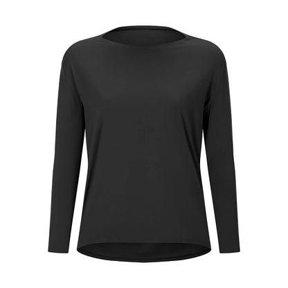 Women's Running T-Shirt Solid Color Yoga Fitness Sexy Black White Blue Crew Neck Long Sleeve High Elasticity Spring &  Fall