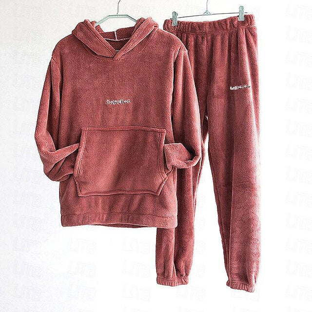 Women's Sweatshirt Tracksuit Pants Sets Solid Color Valentine's Day Casual Daily Black Long Sleeve Basic Hooded Fall & Winter