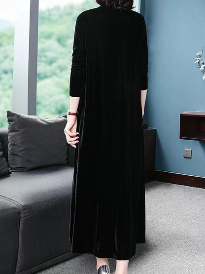 Women's Velvet Dress Prom Dress Party Dress Velvet Crew Neck Long Sleeve Vacation Black Wine Winter