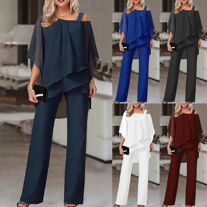 Women's Shirt Pants Sets Solid Color Casual Daily Black Short Sleeve Streetwear Daily One Shoulder Fall & Winter