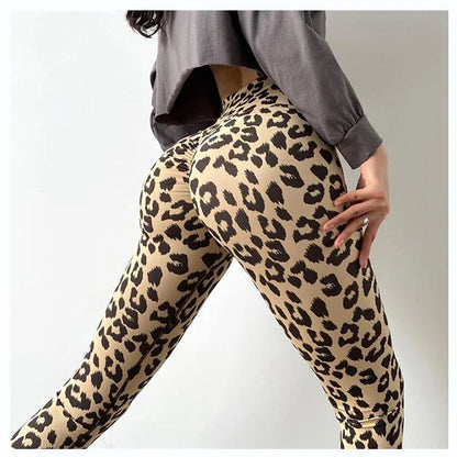 Women's Tights Polyester Leopard Black White Yoga Ankle-Length Yoga