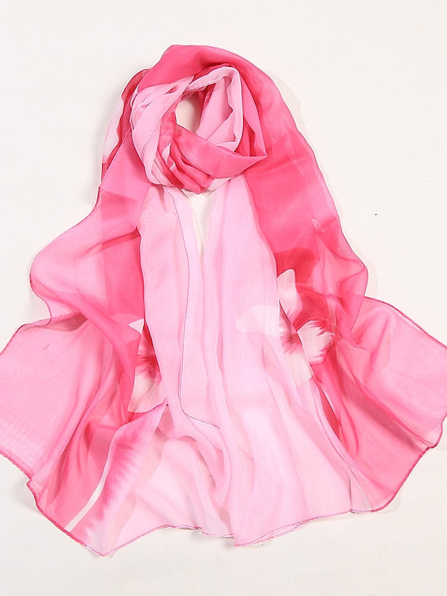 Women's Chiffon Scarf Party Black Scarf Color Block Cute Red Blue Fall Spring - LuckyFash™