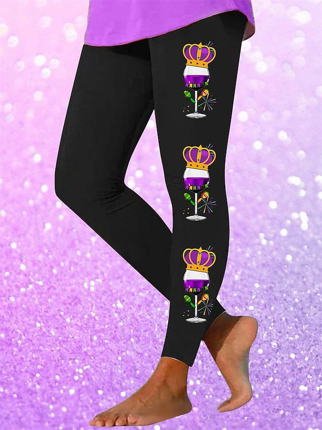 Women's Slim Polyester Graphic Black Purple Casual Daily High Waist Ankle-Length Outdoor Yoga Spring, Fall, Winter, Summer