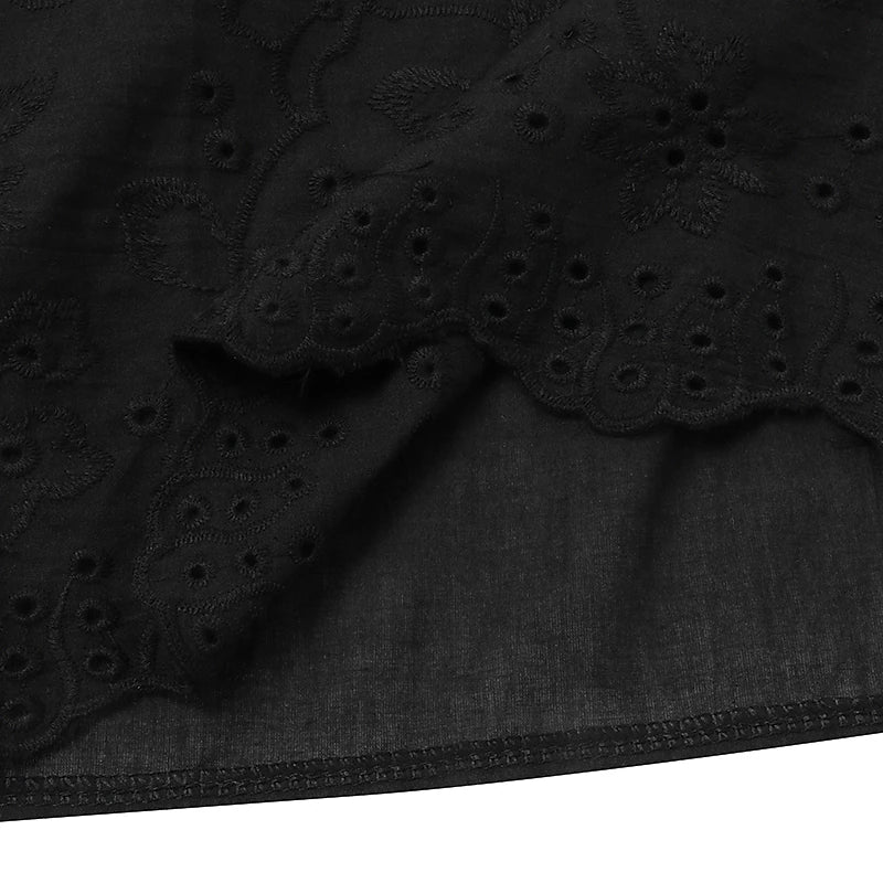 Women's Shirt Lace Shirt Blouse Eyelet top Plain Daily Going out Weekend Embroidered Black Short Sleeve Streetwear Basic Casual V Neck Summer Spring