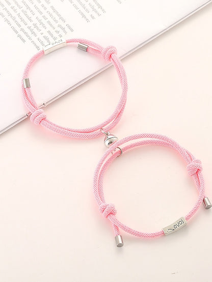 1 Pair Couple's Bracelet Magnetic Adjustable Romantic Series Love Simple Rope Bracelet Jewelry Milan For Gift - LuckyFash™