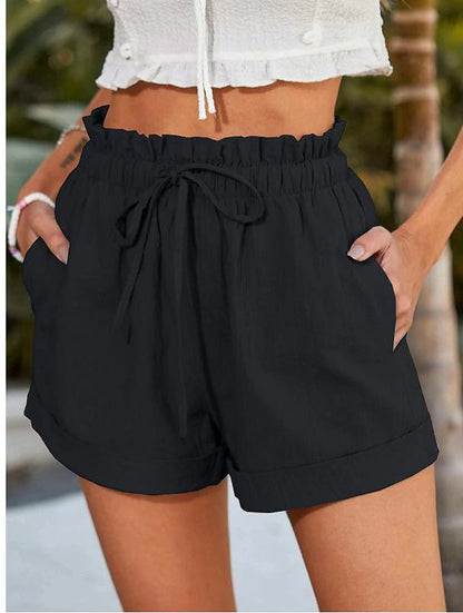 Women's Shorts Chiffon Plain Black Blue Fashion Short Casual Daily