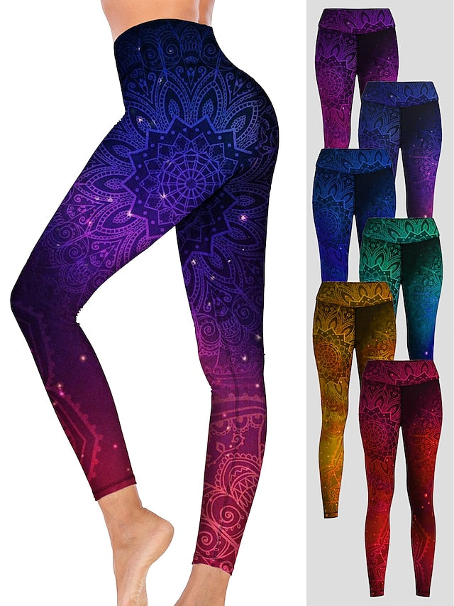 Women's Yoga Pants Tummy Control Butt Lift High Waist Fitness Gym Workout Running Tights Leggings Green Purple Yellow Winter Sports Activewear High Elasticity 21Grams - LuckyFash™