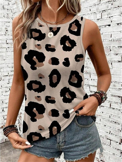 Women's Tank Top Vest Leopard Casual Print Pink Sleeveless Fashion Streetwear Crew Neck Summer