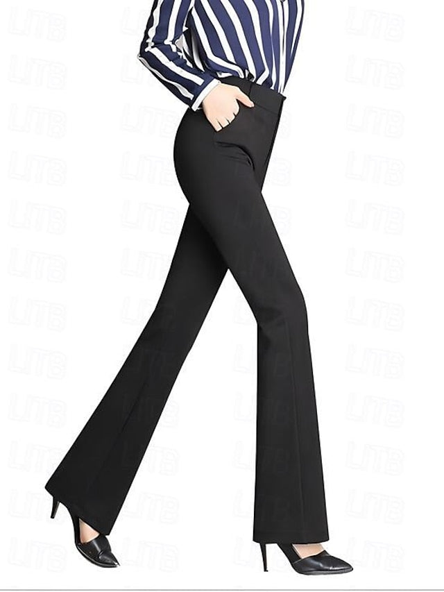 Women‘s Dress Work Pants Bootcut Pants Trousers Mid Waist Basic Daily Black 1# Black S M Summer