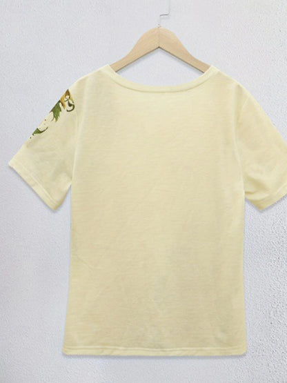 Women's T shirt Tee Sunflower Vacation Weekend Print Beige Short Sleeve Fashion V Neck Summer