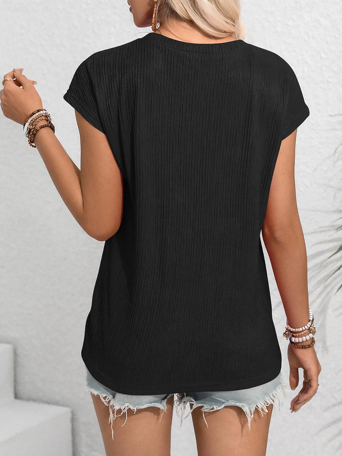 Women's Shirt Blouse Plain Daily Vacation Pocket Black Short Sleeve Casual Crew Neck Summer