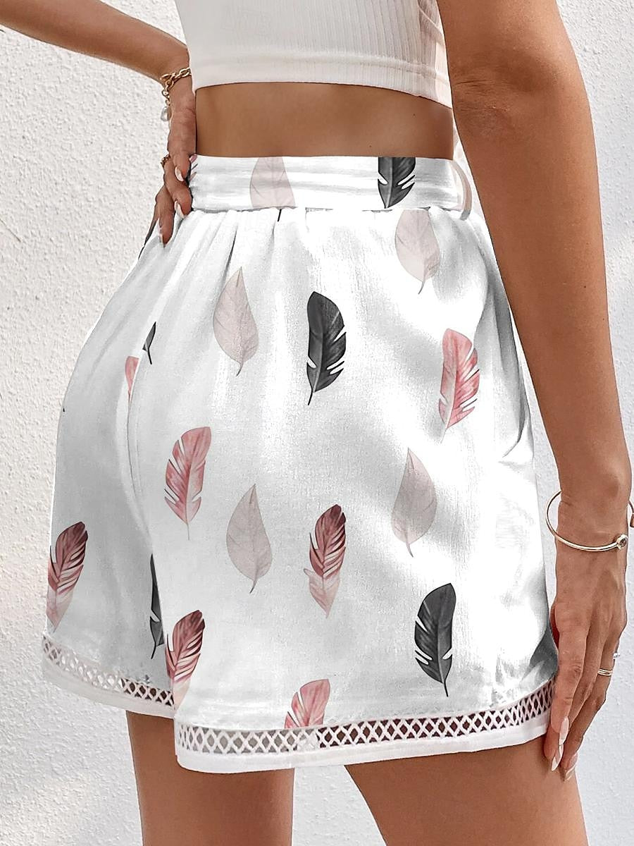 Women's Shorts Polyester Graphic White Simple High Waist Short Vacation Casual Daily Summer Spring