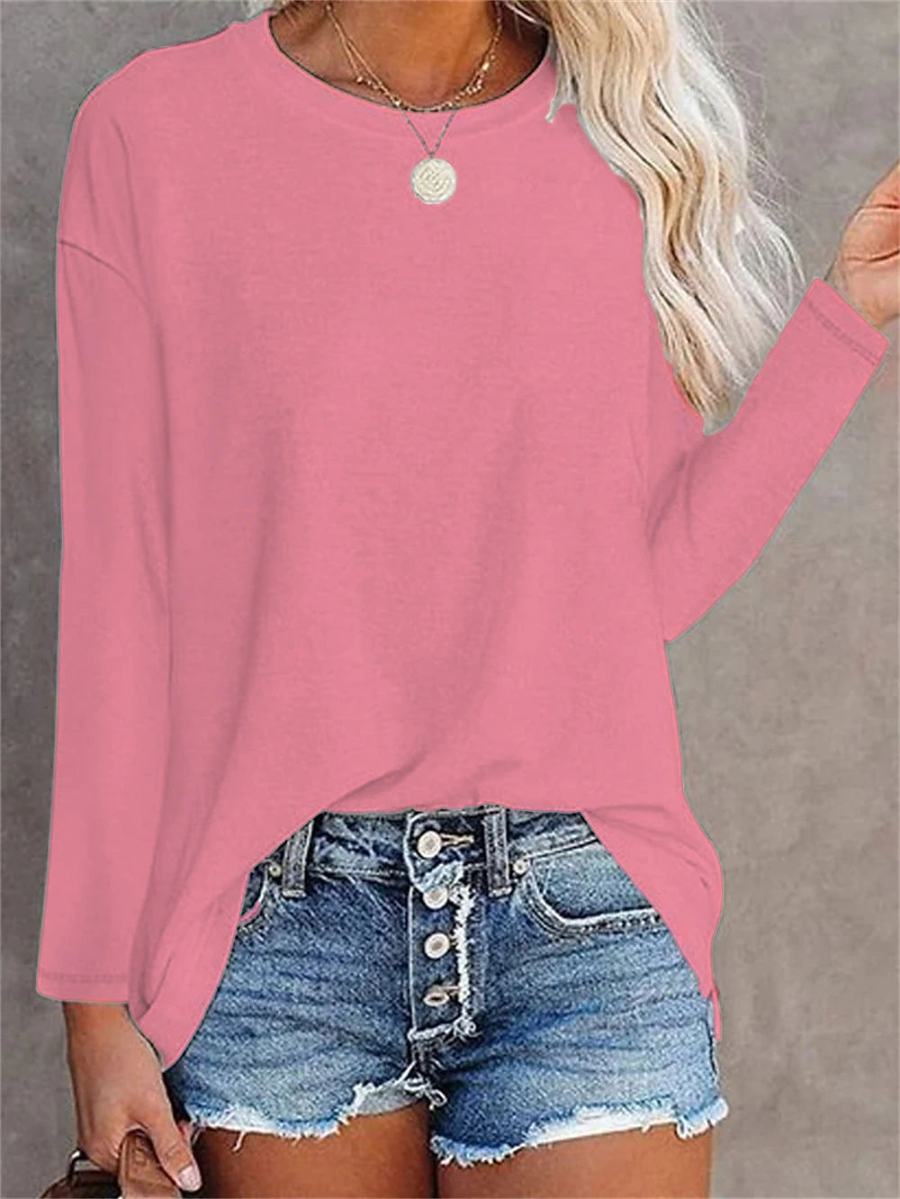 Women's T shirt Tee Plain Daily Weekend Black Long Sleeve Daily Basic Round Neck Fall & Winter