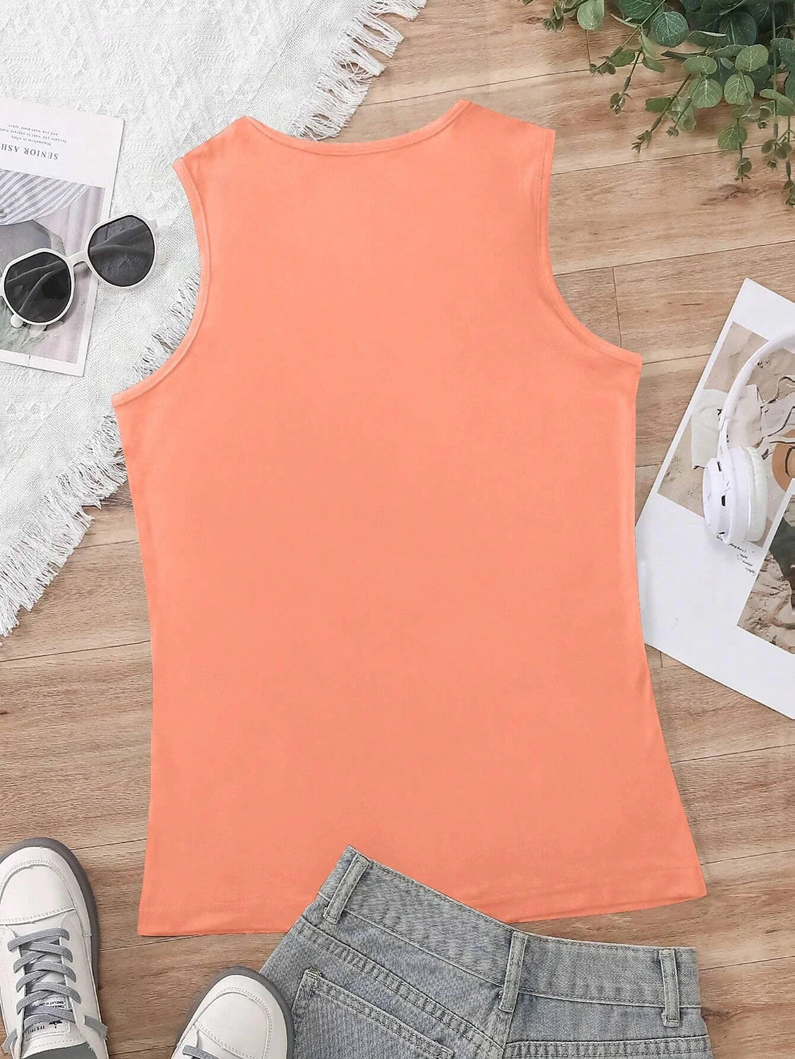 Women's Tank Top Plain Casual Pink Sleeveless Fashion V Neck Summer