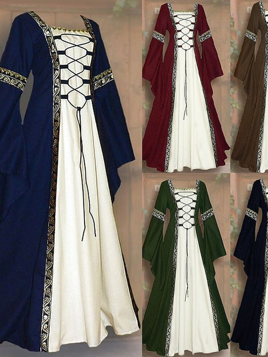 Outlander Plus Size Medieval Renaissance Cocktail Dress Vintage Dress Prom Dress Women's Costume Vintage Cosplay Party Festival Dress Halloween - LuckyFash™