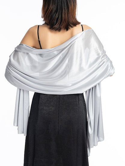 Women's Women's Shawls & Wraps Party Special Occasion Party Evening Silver White Blue Scarf Pure Color / Fall / Winter / Spring / Summer / Polyester - LuckyFash™