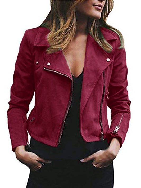 Women's Vest Casual Jacket Regular Pocket Coat Light Pink Wine Red Green Black Blue Casual Street Fall Zipper Turndown Regular Fit S M L XL 2XL 3XL / Spring / Winter / Long Sleeve / Daily / Warm - LuckyFash™