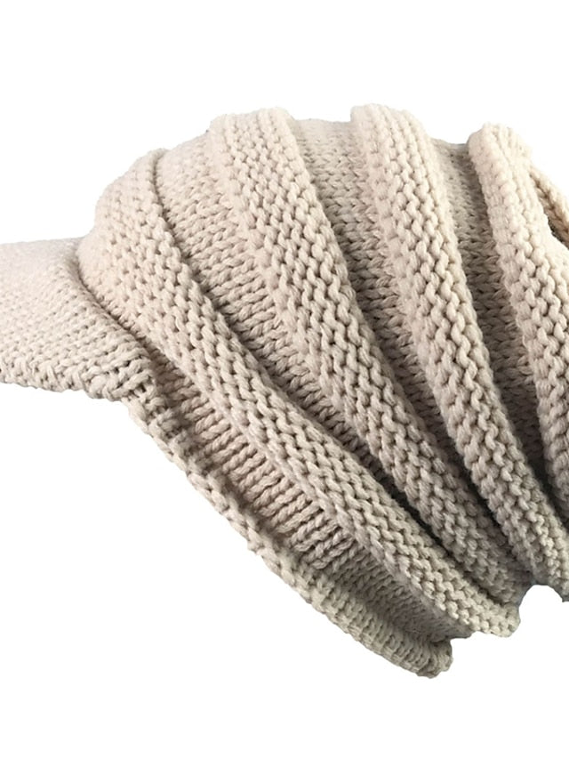 Women's Hat Beanie / Slouchy Black Beige Coffee Outdoor Home Street Knitted Pure Color Portable Windproof Comfort - LuckyFash™