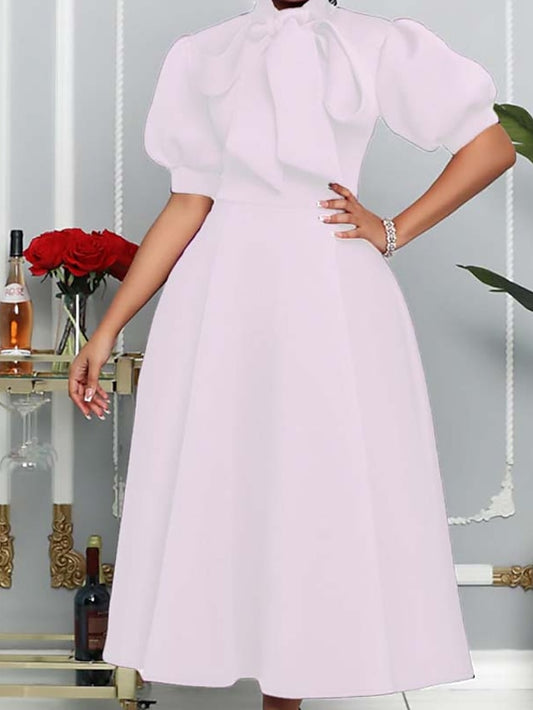 Women‘s Plus Size Curve Easter Dress Turtleneck Party Dress Solid Color Short Sleeve Spring Fall Elegant Prom Dress Maxi Dress Formal Dress