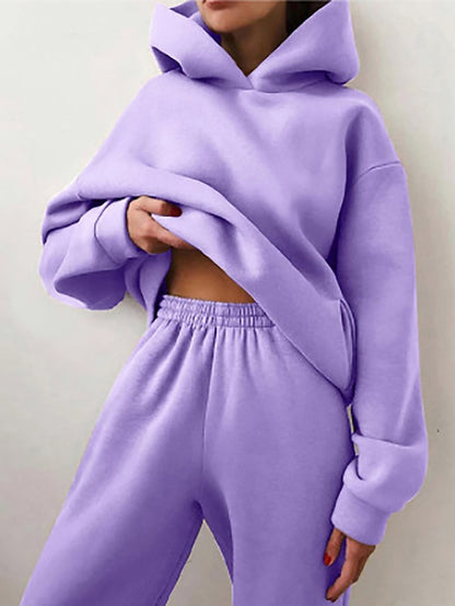 Women's Tracksuit Sweatsuit 2 Piece Street Winter Long Sleeve Fleece Thermal Warm Breathable Soft Fitness Running Jogging Sportswear Activewear Camel Almond Light Brown - LuckyFash™