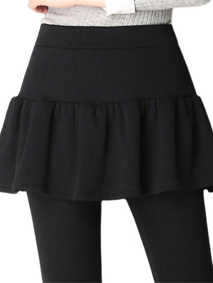 Women's Skort Polyester Plain Ash Black Fashion High Waist Full Length Street Daily Fall Winter