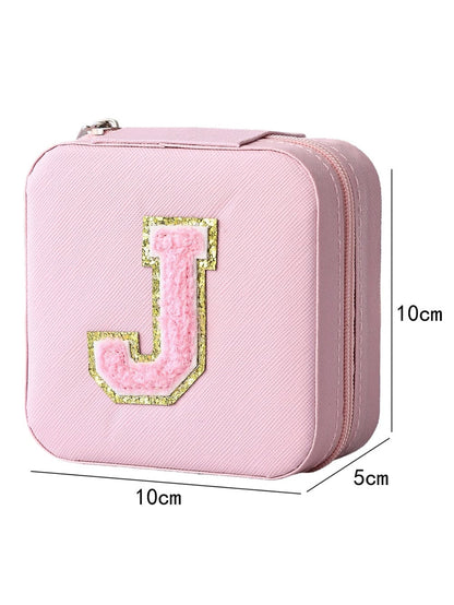 Initial J Glitter Chenille Pink Jewelry Organizer