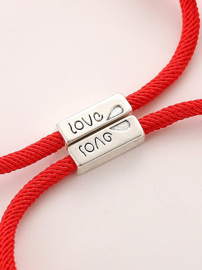 1 Pair Couple's Bracelet Magnetic Adjustable Romantic Series Love Simple Rope Bracelet Jewelry Milan For Gift - LuckyFash™