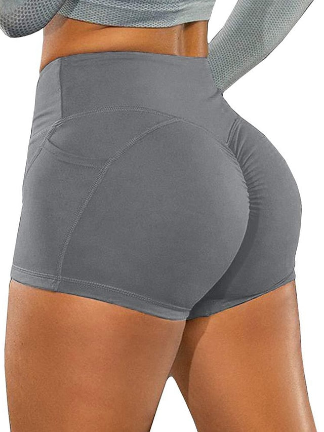 Women's Yoga Biker Shorts 3â€œ High Waist Gym Shorts Side Pockets Scrunch Butt Ruched Butt Lifting Tummy Control Butt Lift Yoga Fitness Gym Workout Shorts Sports Activewear Stretchy - LuckyFash™