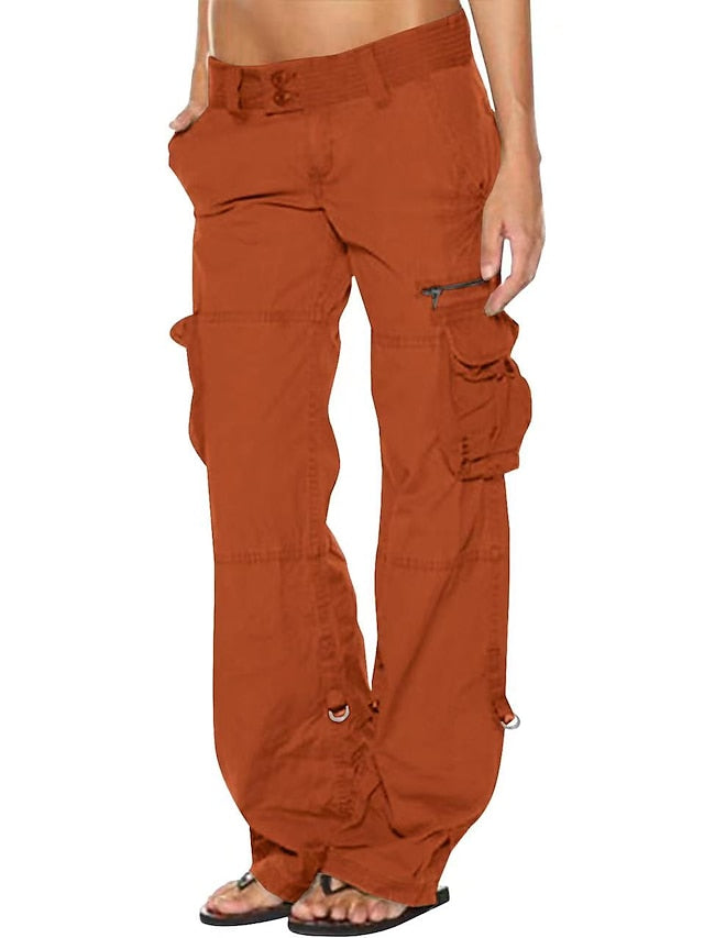 Women's Tactical Cargo Pants Trousers Cotton Blend Black Pink Wine Mid Waist Chic & Modern Casual / Sporty Sports Weekend Pocket Full Length Comfort Plain S M L XL XXL - LuckyFash™