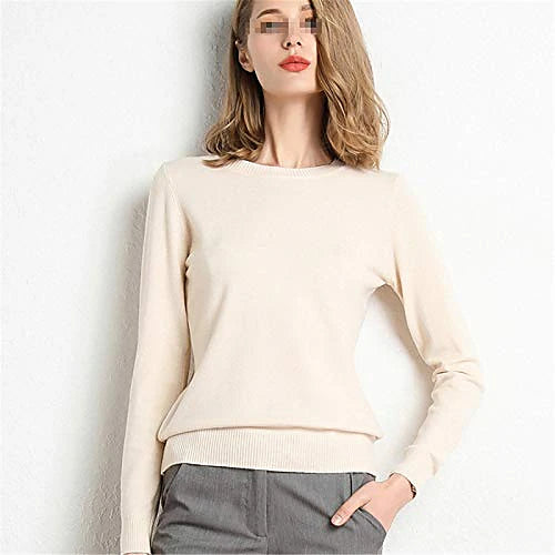 Women's Pullover Sweater Jumper Round Neck Knit Nylon Acrylic Classic Style Thin Fall Winter Work Causal Daily Classic Casual St. Patrick's Day Long Sleeve Solid Color Black White Yellow S M L