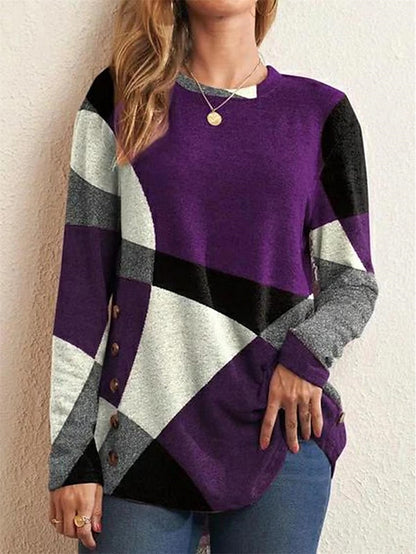 Women's Pullover Sweater Jumper Jumper Ribbed Knit Patchwork Color Block Crew Neck Stylish Casual Daily Holiday Summer Spring Red Blue S M L - LuckyFash™