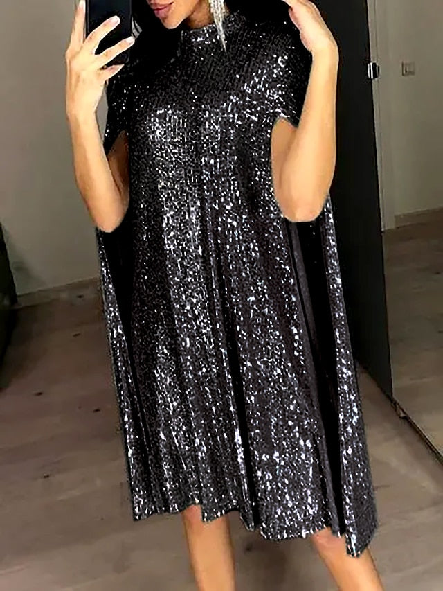 Women's Semi Formal Party Dress Sequin Dress Short Mini Dress Silver Gold Sleeveless Pure Color Sequins Split Spring Summer Crew Neck Stylish Elegant 2023 S M L XL XXL - LuckyFash™