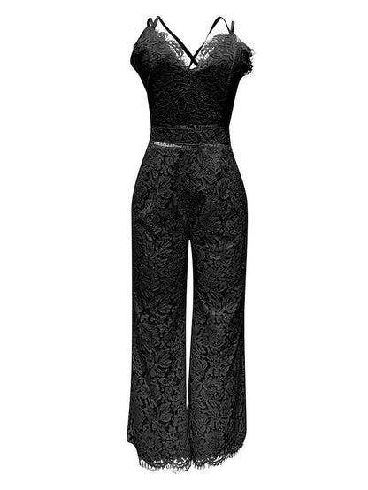 Womenâ€˜s Casual Party Street Holiday Deep V 2023 White Black Wine Jumpsuit Solid Color Zipper - LuckyFash™